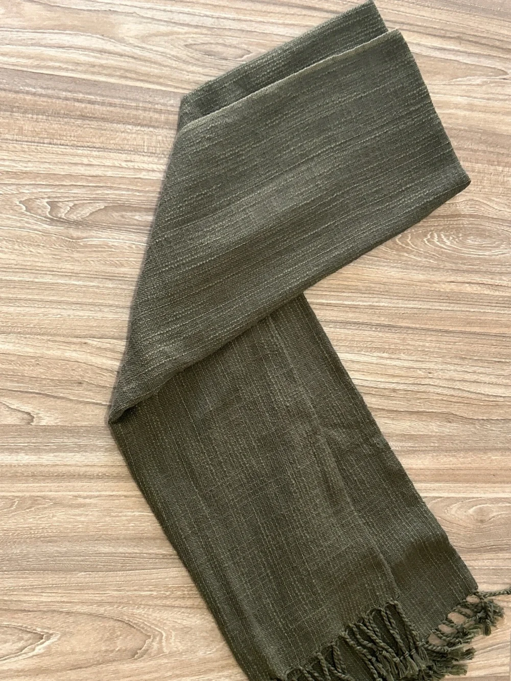 Olive Green Hand Loom Textile Hand Tied Tassels Travel Scarf Wrap Towel Sarong